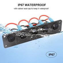 Load image into Gallery viewer, Waterproof On-Off Toggle Switches with Pre-Wired for Car Truck SUV Marine Boat RV5 Gang 3 Pin Rocker Switch Panel
