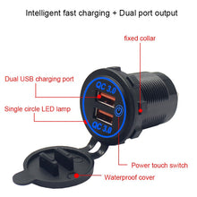 Load image into Gallery viewer, Waterproof QC 3.0 Dual Port Socket Mobile Phone USB Car Charger
