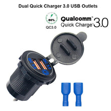 Load image into Gallery viewer, Waterproof QC 3.0 Dual Port Socket Mobile Phone USB Car Charger
