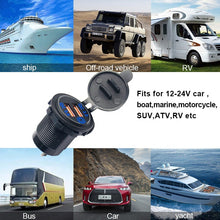 Load image into Gallery viewer, Waterproof QC 3.0 Dual Port Socket Mobile Phone USB Car Charger
