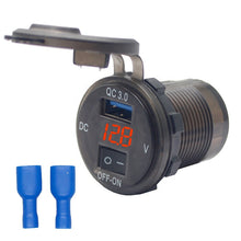 Load image into Gallery viewer, Waterproof QC3.0 Dual USB Fast Car Charger Socket Power Adapter Outlet for Car Boat Motorcycle 12V/24V Dual USB Charger Socket
