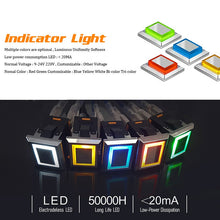 Load image into Gallery viewer, kcd1 LED plastic metal push button 2NO 4pins square switch 220v 15A green red Yellow
